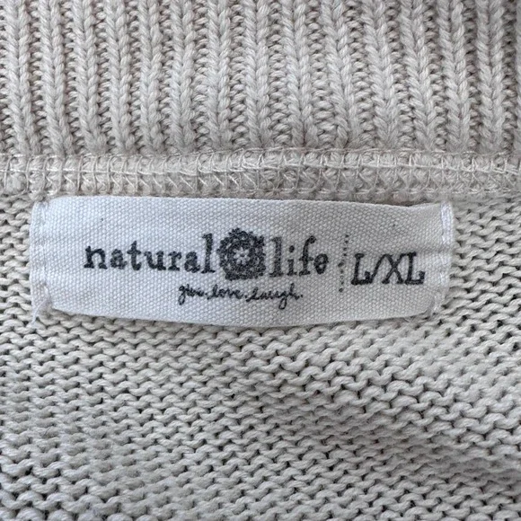 Natural Life Sweater L/XL Blue Cream Tie Dye Taylor Oversized Long Sleeve Cotton - Picture 7 of 9